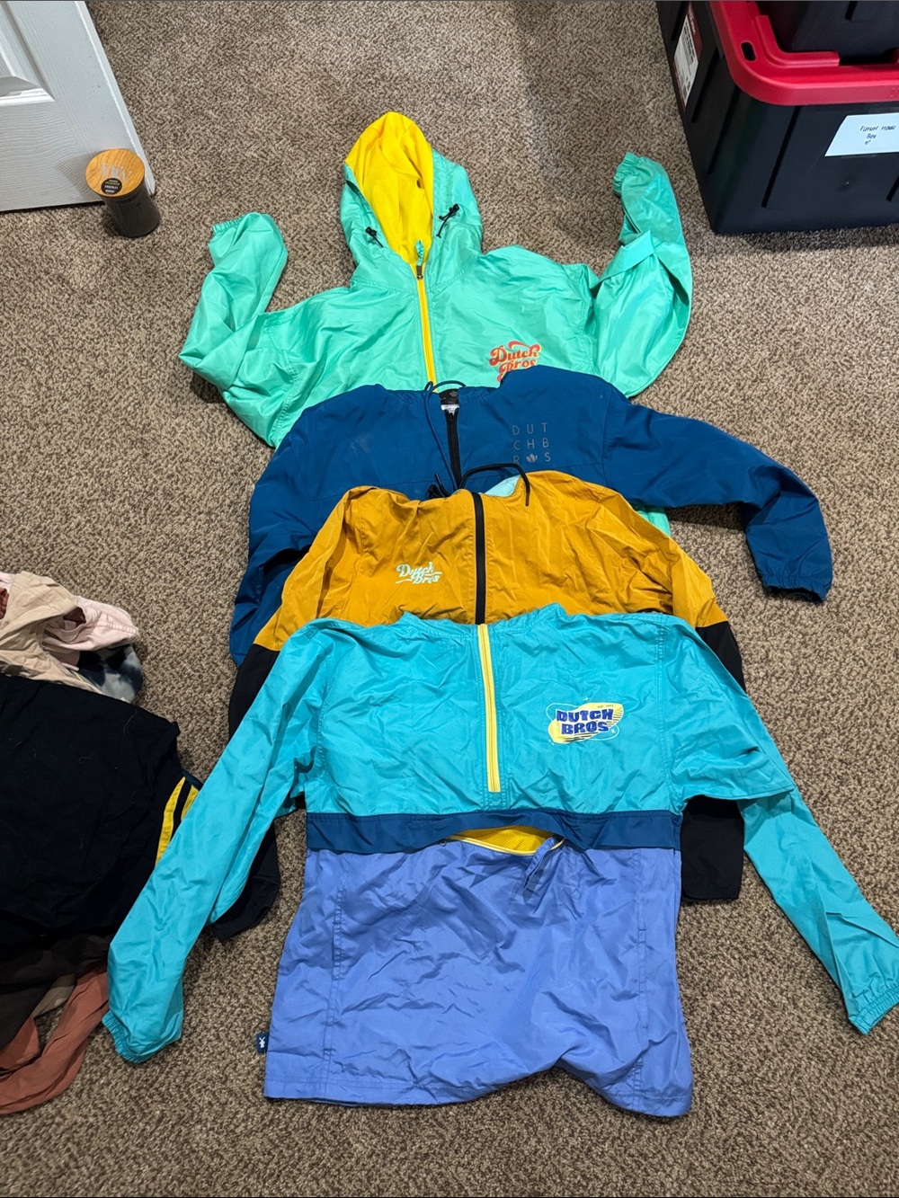 set of 4 dutch bros windbreakers
